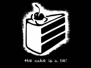 slice of cake clip art with text overlay, Portal (game), humor