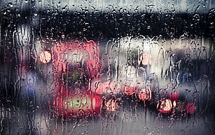 glass window water droplets, cityscape, rain, water drops, city lights