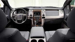 black Ford vehicle interior, Ford f-150, car, car interior, Ford HD wallpaper