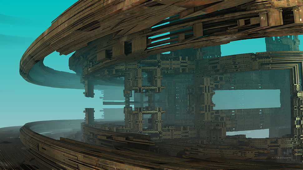 round brown digital wallpaper, science fiction, underwater HD wallpaper