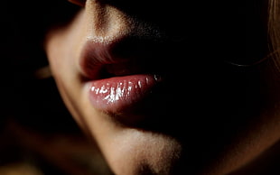 person's lips HD wallpaper