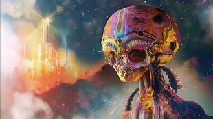 alien digital wallpaper