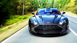 black Aston Martin coupe, car, Aston Martin, carbon fiber 