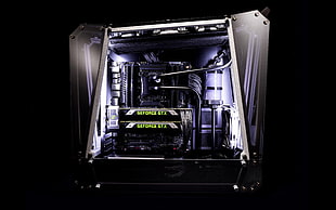 blue and black system unit, Nvidia, GeForce, GPUs, technology