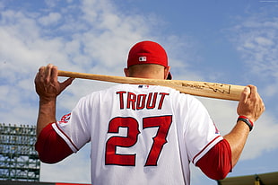 Trout 27 baseball player photography HD wallpaper