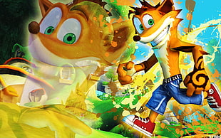 green and yellow animal print textile, Crash Bandicoot, video games HD wallpaper