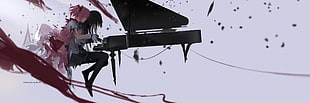 black and gray metal frame, Mahou Shoujo Madoka Magica, Akemi Homura, Kaname Madoka, piano