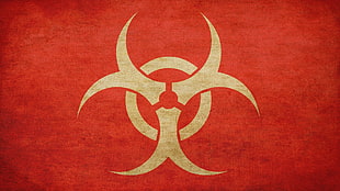 Biohazard logo, minimalism, simple background, biohazard HD wallpaper