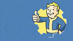 boy with blue and yellow shirt logo, video games, Pip-Boy, Fallout 4, Fallout
