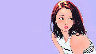 orange-haired female anime character, Ilya Kuvshinov, artwork HD wallpaper