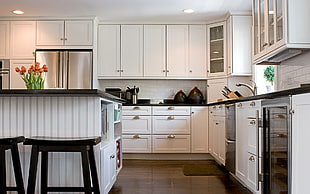 photo of white and black wooden kitchen island