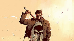 male character holding baseball bat digital wallpaper, The Punisher, Marvel Comics, Frank Castle