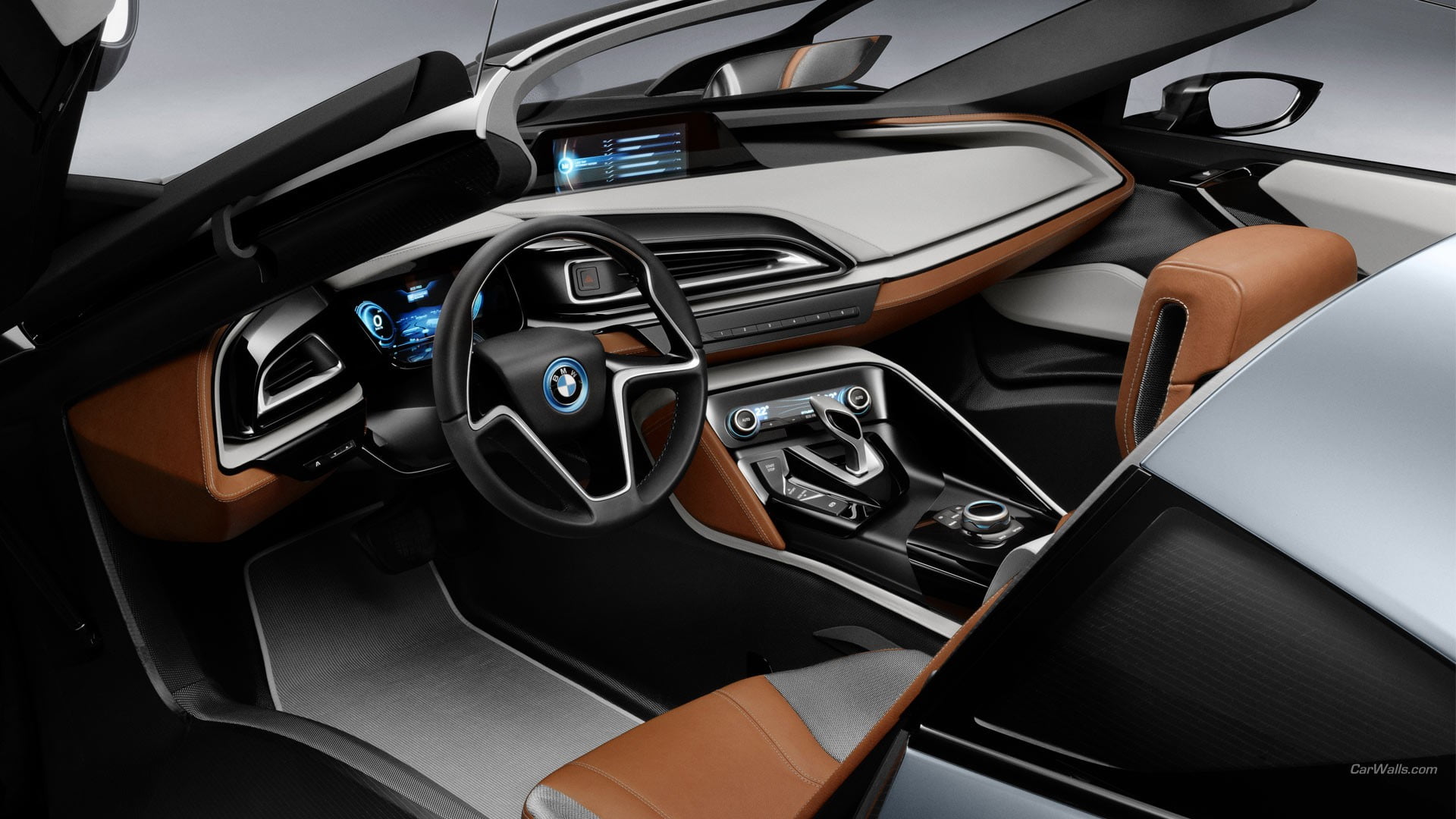 gray and brown BMW car interior, BMW i8, BMW, car interior, vehicle