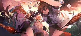 three female anime chracter, Touhou, Himekaidou Hatate, Inubashiri Momiji, Shameimaru Aya HD wallpaper