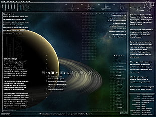 Saturn illustration, infographics, planet, Saturn, cat HD wallpaper