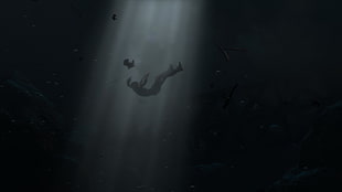 silhouette of person drowning, Rise of the Tomb Raider, Lara Croft, screen shot, video games