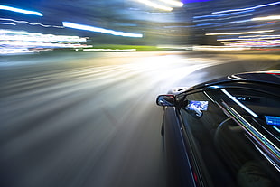 Turn,  Car,  Motion blur,  Night HD wallpaper