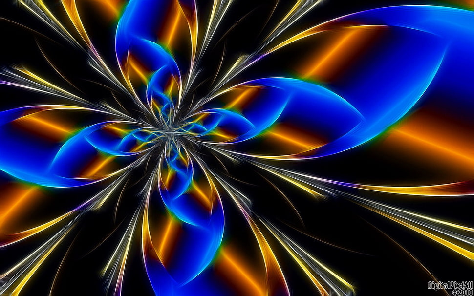 blue, brown and yellow abstract painting HD wallpaper