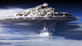 nuclear explosion, nature, volcano, explosion, smoke