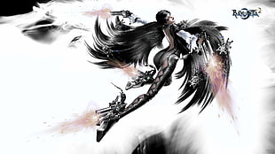 angel holding revolver pistol illustration HD wallpaper