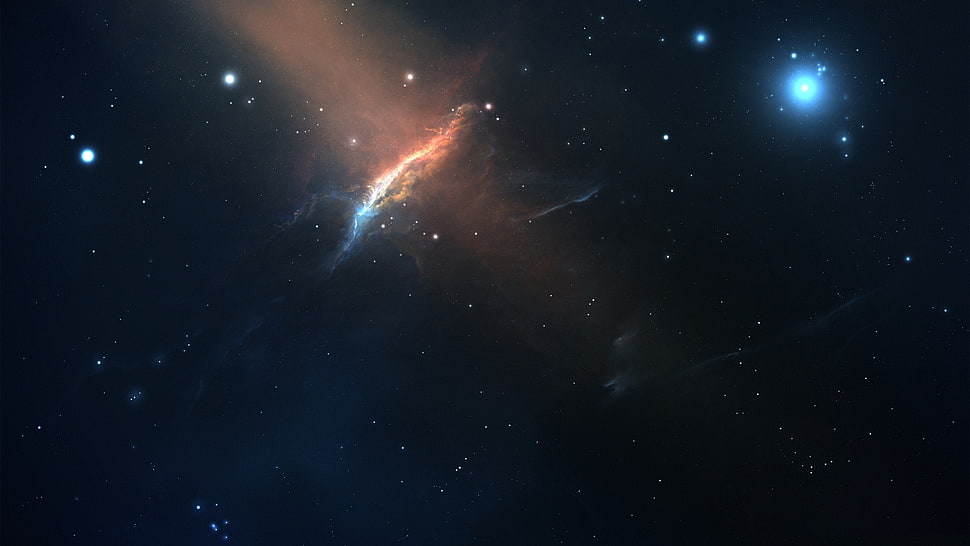 black and gray laptop computer, space, nebula HD wallpaper