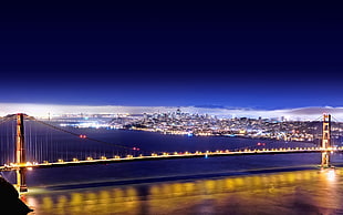 Golden Gate Bridge during nighttime HD wallpaper