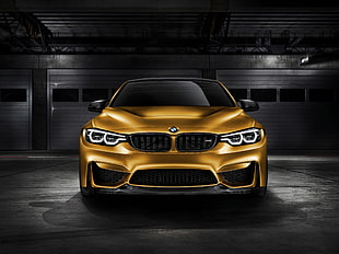 gold BMW car HD wallpaper