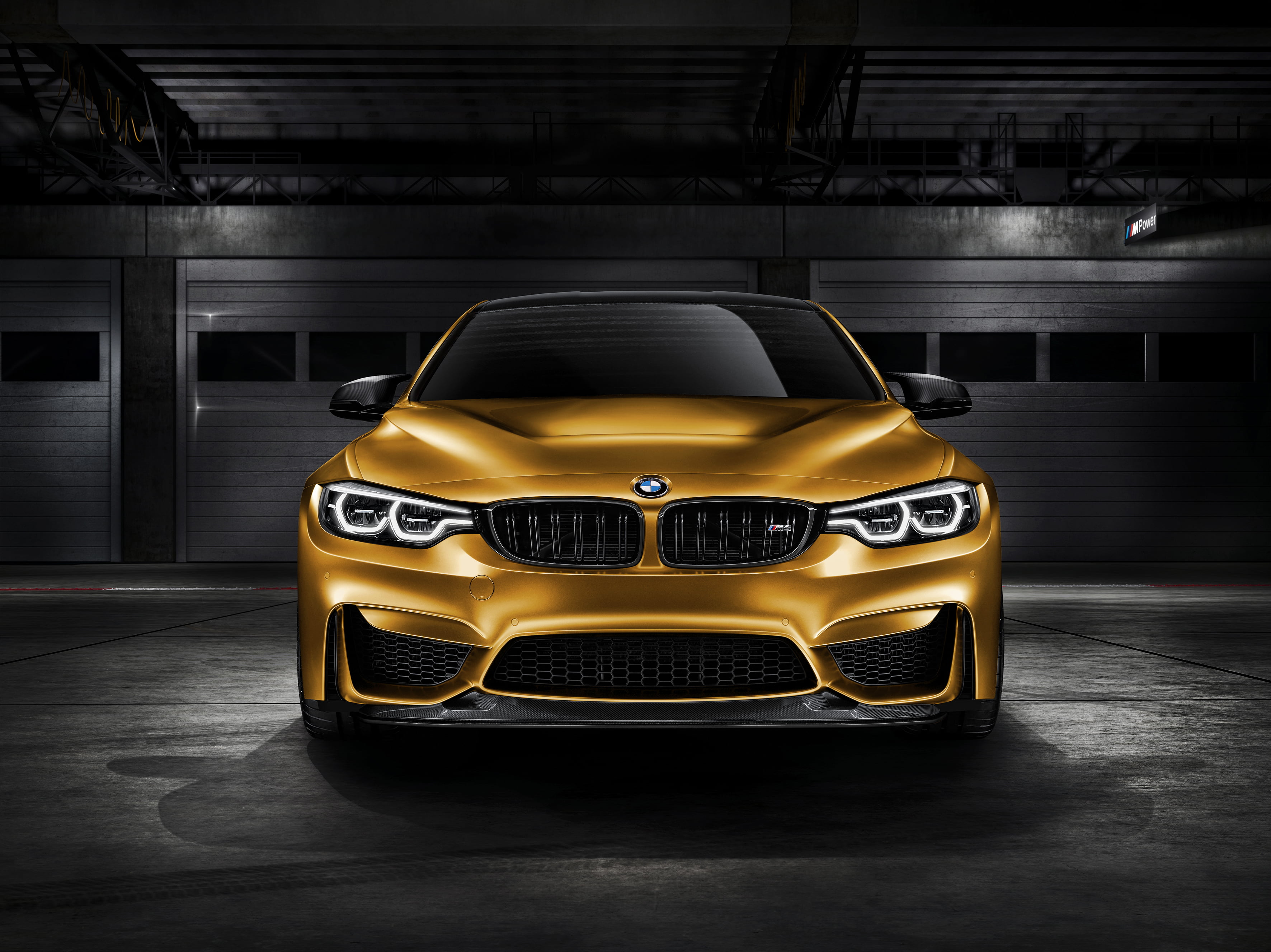 gold BMW car
