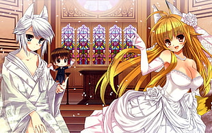 anime characters wearing wedding gown