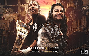 Ambrose Reigns digital wallpaper, WWE, Roman Reigns, Dean Ambrose, wrestling