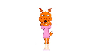 fox wearing pink tube dress cartoon character, fox, cartoon
