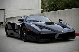 black coupe, car, luxury cars, Ferrari, Enzo Ferrari