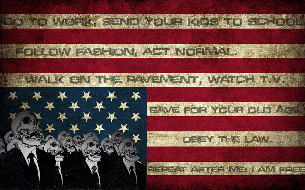 U.S. flag, text, flag, obey , horror HD wallpaper