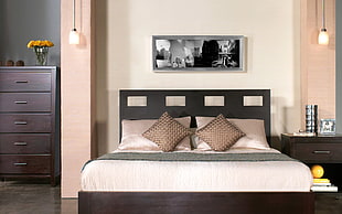 black wooden bedroom furniture set HD wallpaper