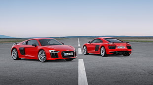 two red coupes, Audi, Audi R8, car HD wallpaper