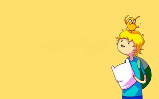 Adventure Time Jake the Dog on head of Finn the Human wallpaper