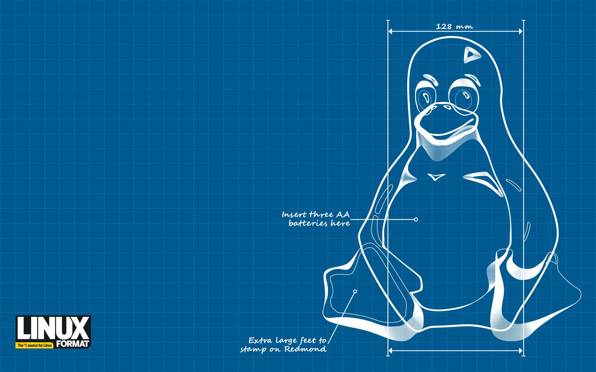 Linux logo illustration, Linux, GNU, blueprints