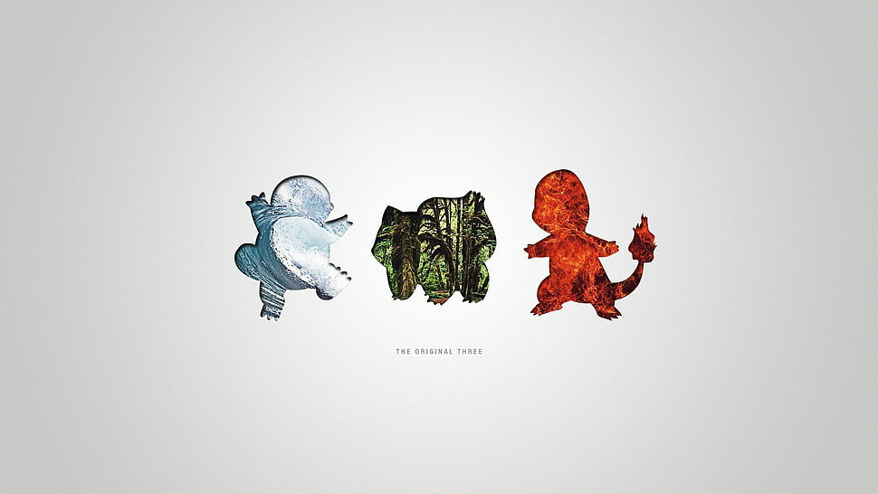 Pokemon three element digital wallpaper, Pokémon, Charmander, Bulbasaur, Squirtle HD wallpaper