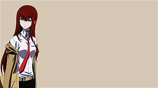red-haired female anime character illustration, Steins;Gate, Makise Kurisu, anime HD wallpaper