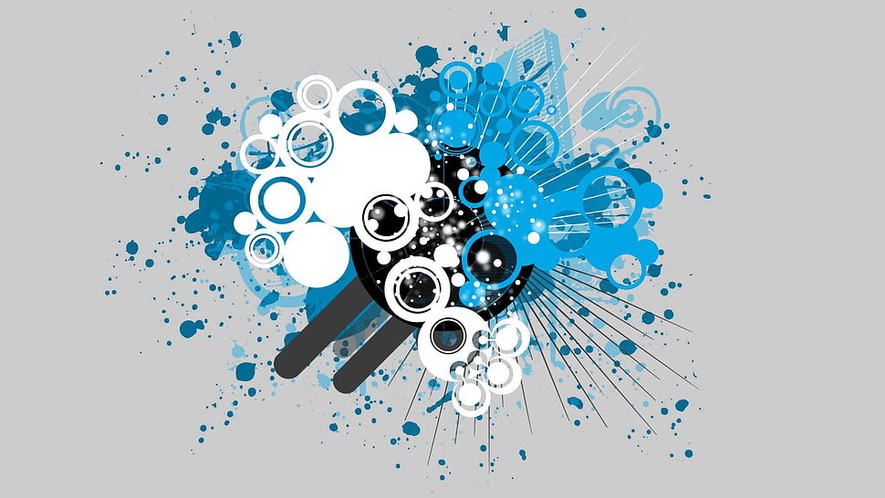 blue, white, and black paint splatter wallpaper, vector HD wallpaper