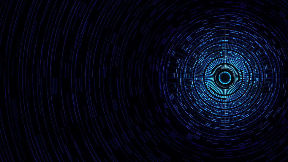 blue geometric digital wallpaper, abstract, circle, digital art HD wallpaper