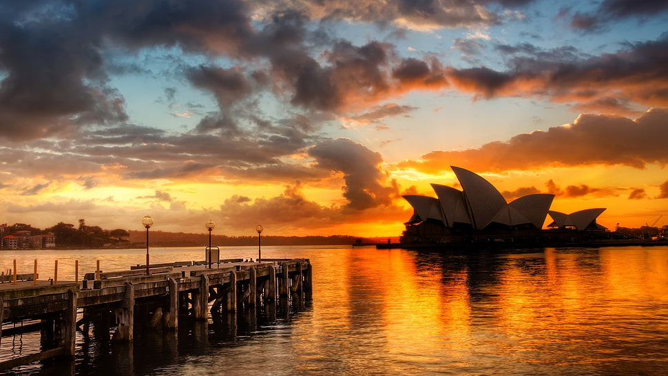 Sydney Opera during sunset HD wallpaper