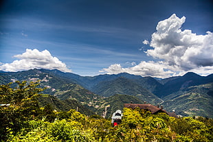 mountains with green trees under blue sky, taiwan HD wallpaper