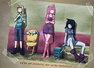 Anime poster, Adventure Time, Marceline the vampire queen, BMO, Princess Bubblegum