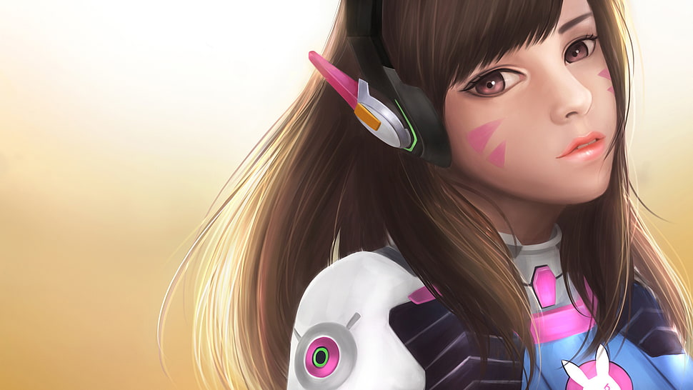 female animated character digital wallpaper, Overwatch, video games, D.Va (Overwatch) HD wallpaper