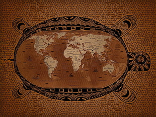 turtle-shaped map, map HD wallpaper