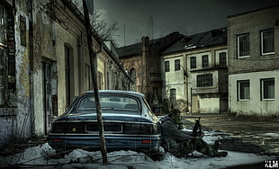 black vehicle, gas masks, abandoned, Poland, urbex HD wallpaper