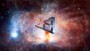 gray triangle logo, polyscape, nebula