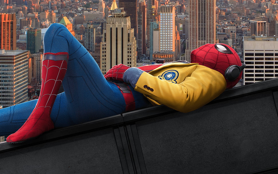 Spider-Man costume, Spider-Man: Homecoming (2017), Marvel Cinematic Universe, movies, Spider-Man HD wallpaper