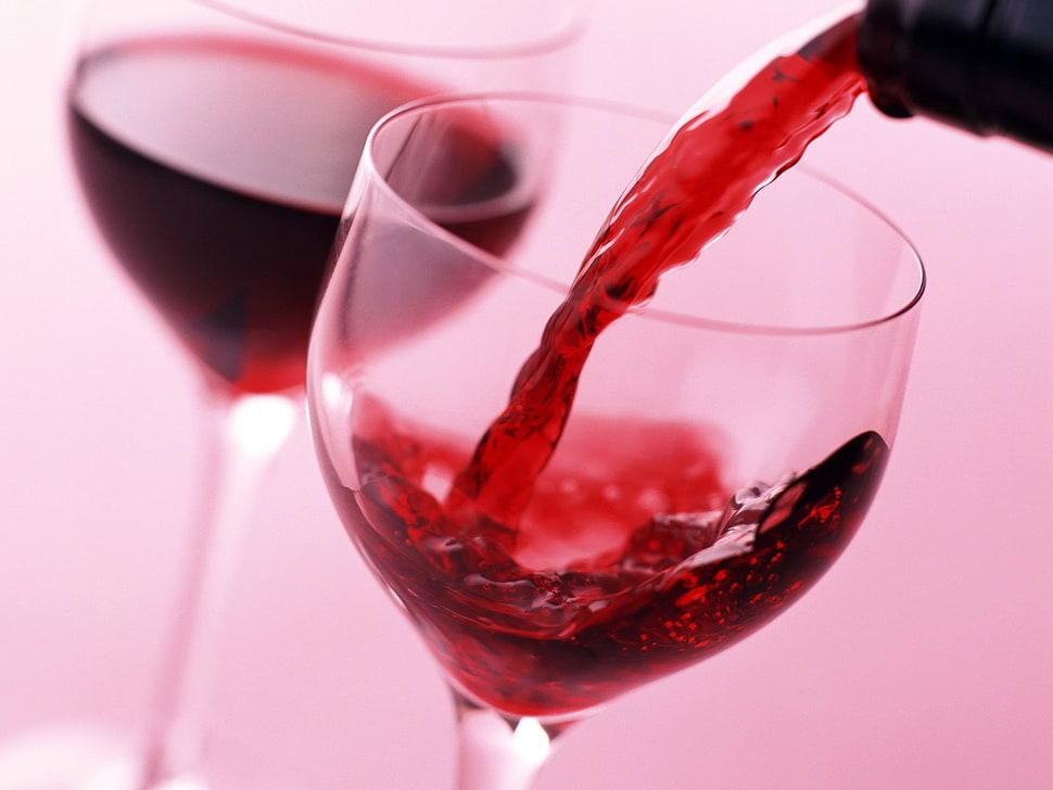 clear long-stem wine glass HD wallpaper